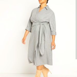 Eloquii gray wrap waist shirt dress